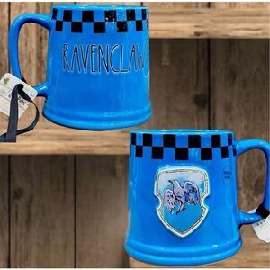 NWT Rae Dunn Harry Potter Ravenclaw Blue Black Glossy Ceramic Chekered 16 Oz Mug